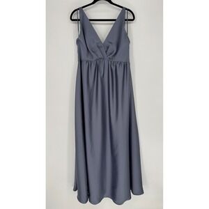 AMSALE SLATE BLUE MAXI BRIDESMAID FORMA DRESS SIZE 14